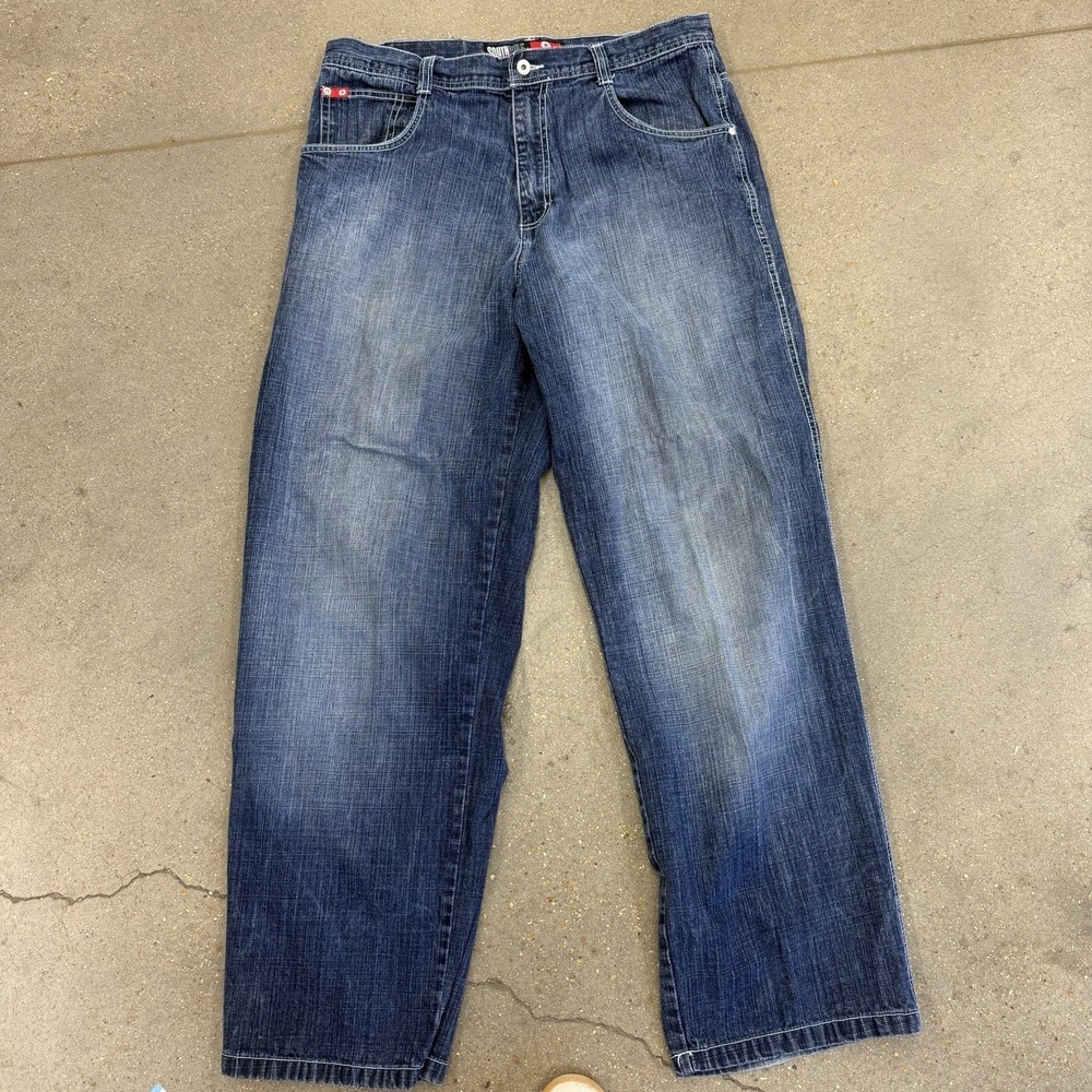 Vintage Southpole Red Tab Baggy Jeans Size 38x31 Y2K Wide Leg